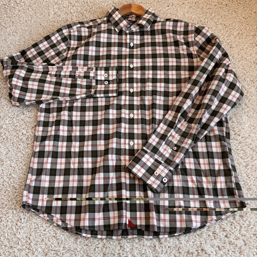 UNTUCKit Harwin Olive Button Down Shirt Mens Large Plaid Wrinkle Free Excellent